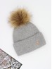 Cashmere Feeling Knitted Hat W/ Fur Pom Pom